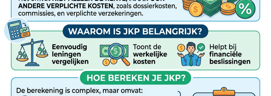Infographic over JKP, leen kosten, berekening en belang bij leningvergelijking